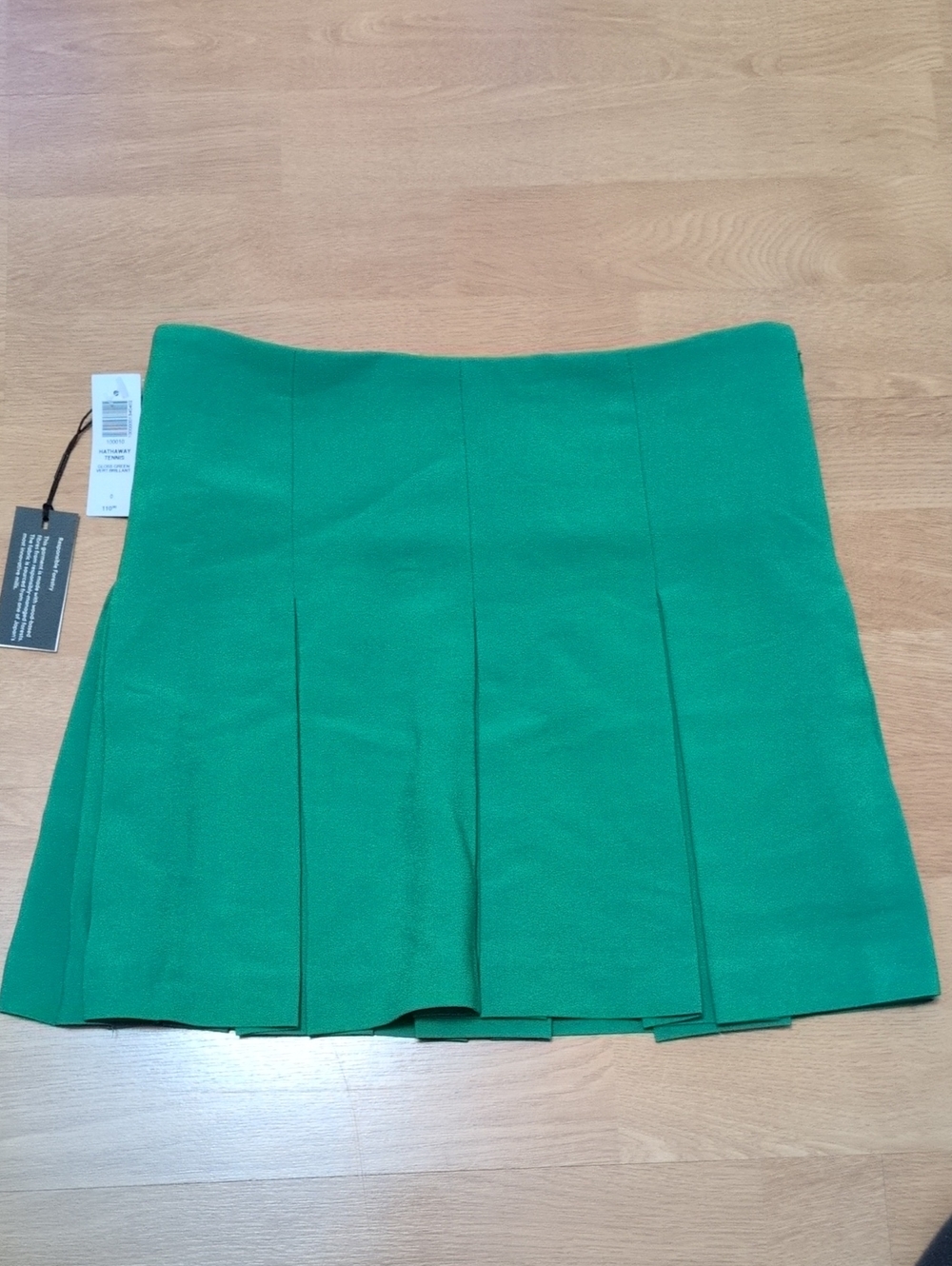Babaton Green Pleated Mini Skirt